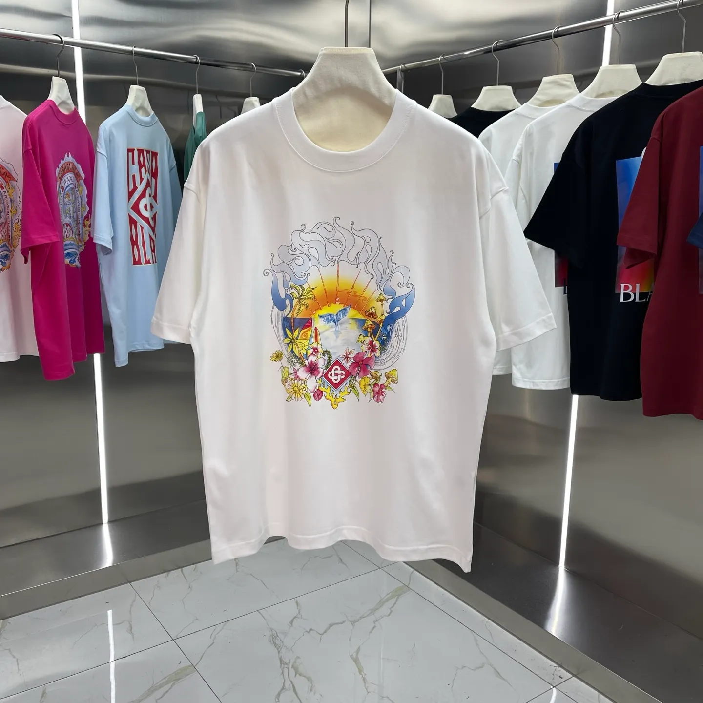 25ss New Arrival Casablanca Classic Series T ～ ， ， 。 ， Classic ， In Stock ！ ：White Black Light Blue Royal Blue Green Size：S M L XL XXL